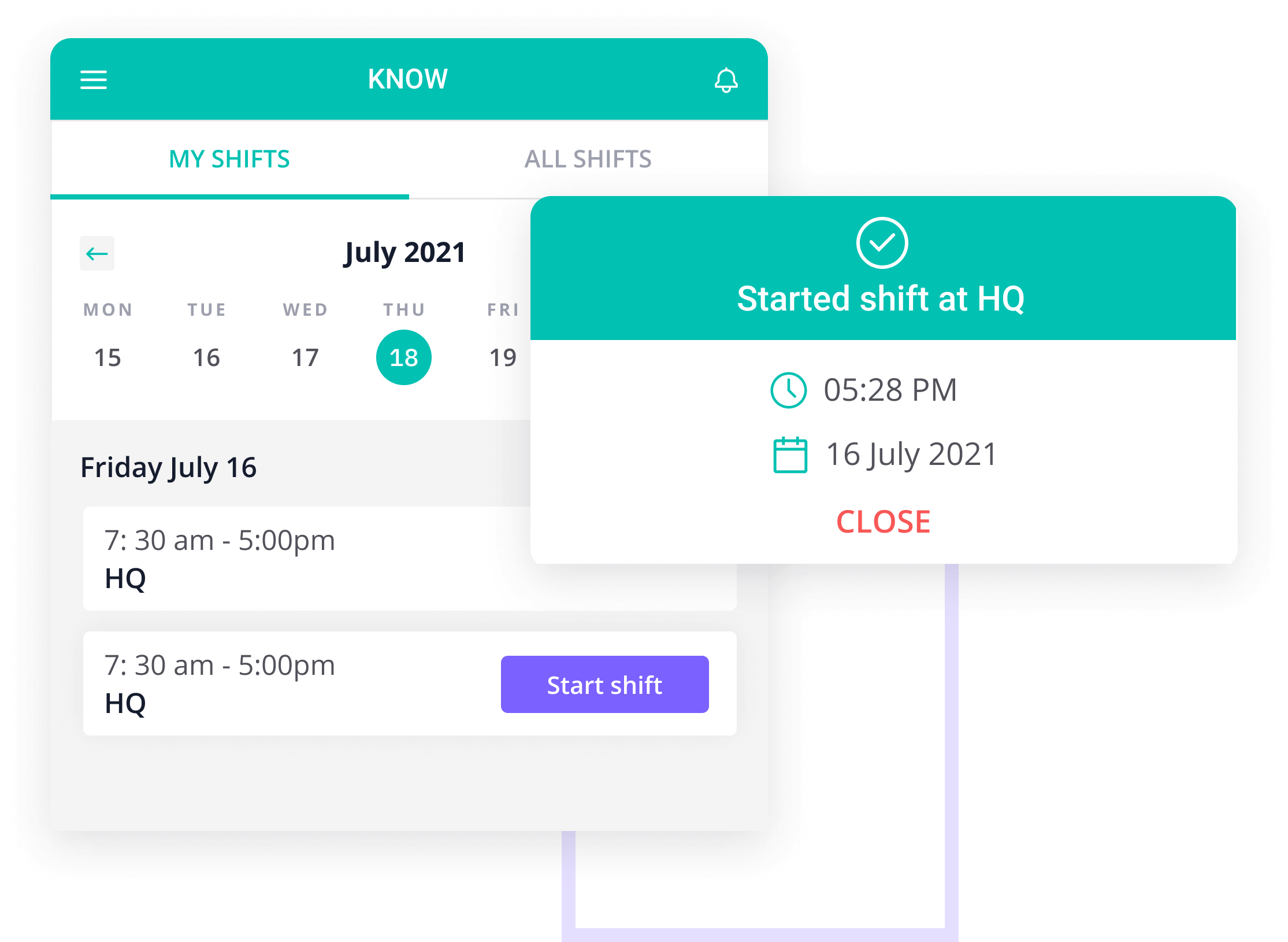 Shift Planning & Attendance Screengrab